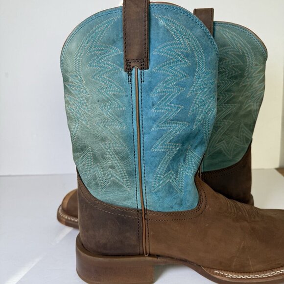 Justin Big Bucks 11” Western Square Toe Walnut Boots Men Size 12D NEW Vibram - Picture 15 of 16